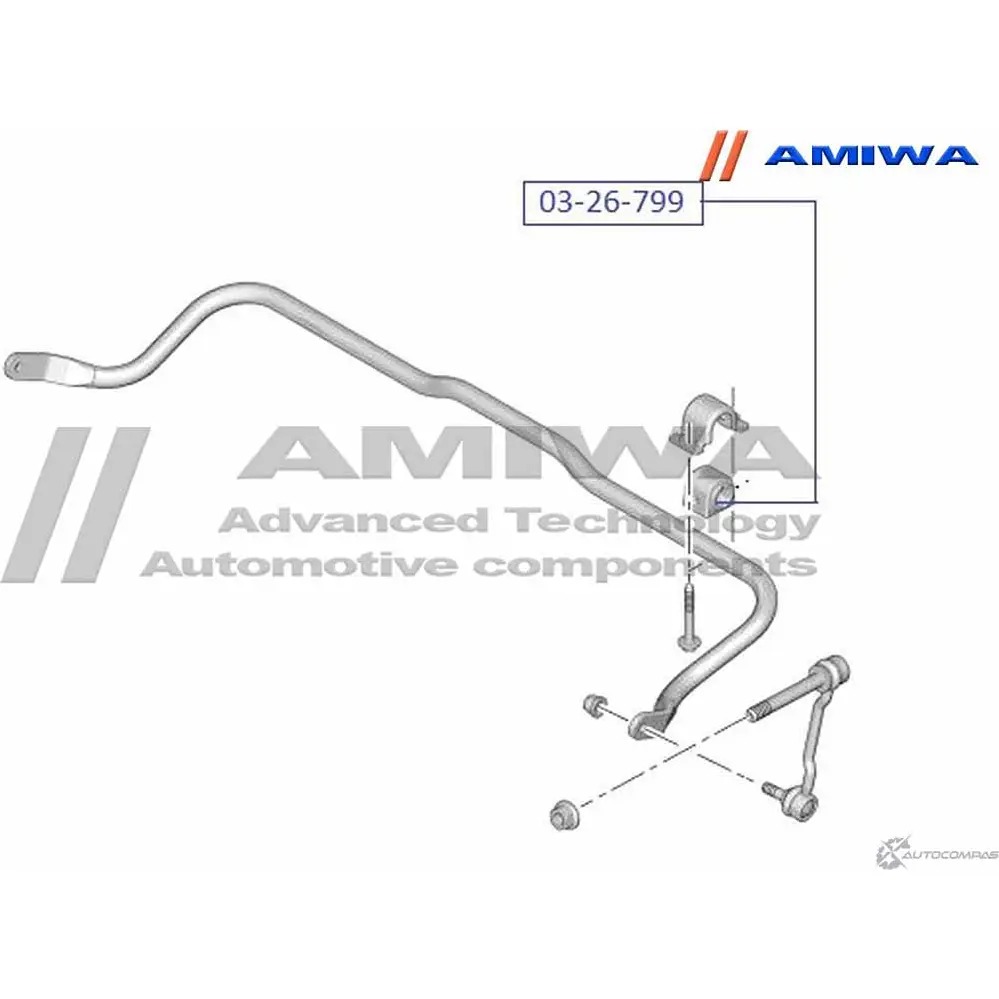 Втулка переднего стабилизатора AMIWA J82Y J 03-26-799 1422491808 0P1O7 изображение 1