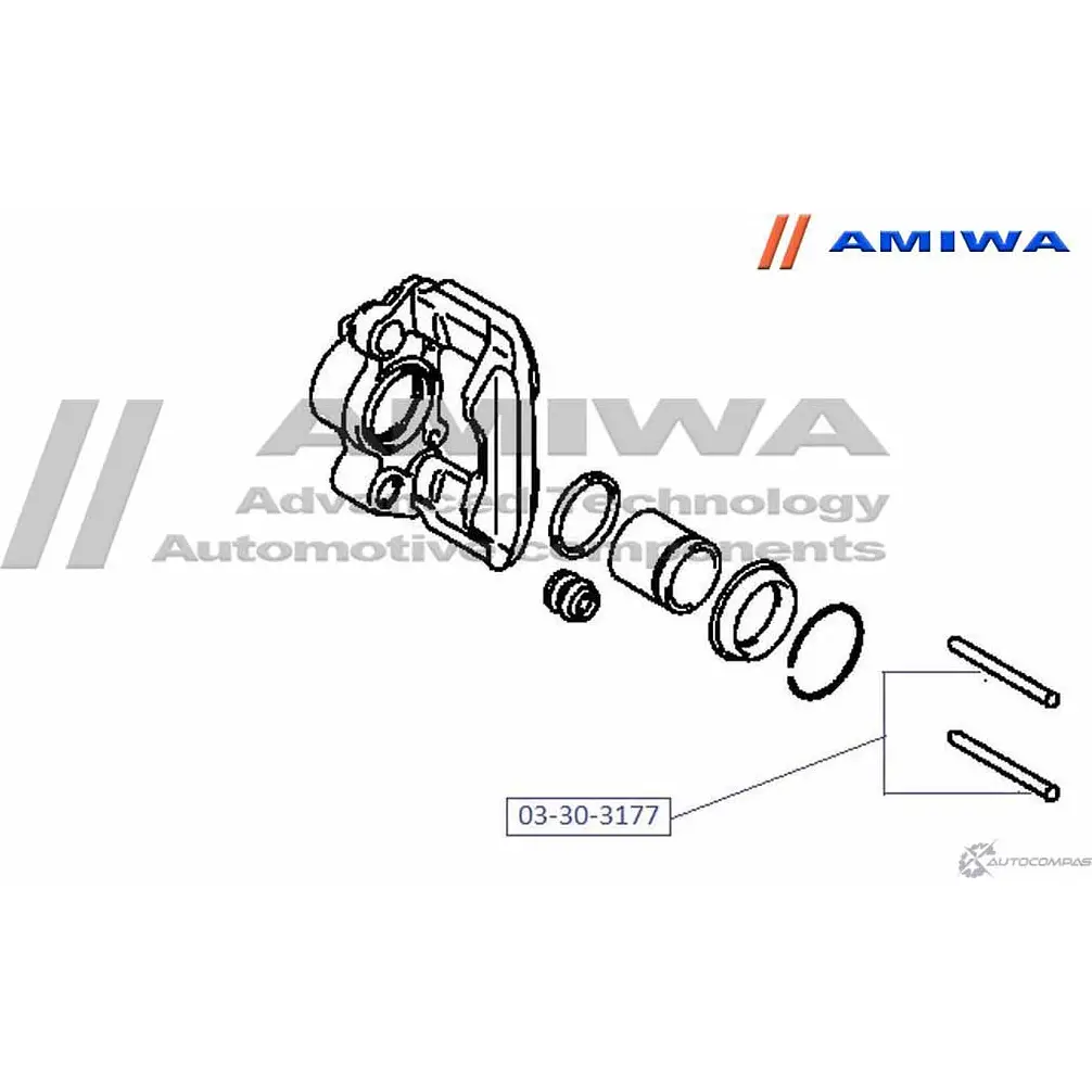 Втулка направляющая суппорта тормозного заднего AMIWA 1422491859 03-30-3177 8 QMX254 KTGXU изображение 1