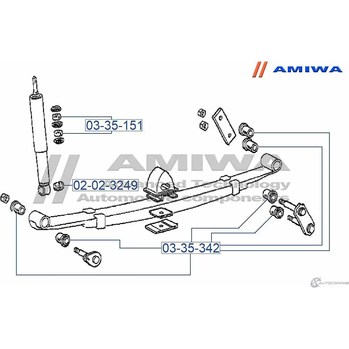 Втулка рессоры AMIWA 1422491616 T 7VMY HNEAU 03-35-342 изображение 1