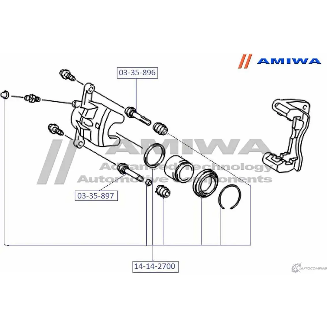 Направляющая суппорта AMIWA V8 WL73D 03-35-896 1422491715 RO2UV9K изображение 1