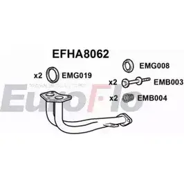 Выхлопная труба глушителя EUROFLO EFHA8062 4350771 D9VEI DO B3GR изображение 0