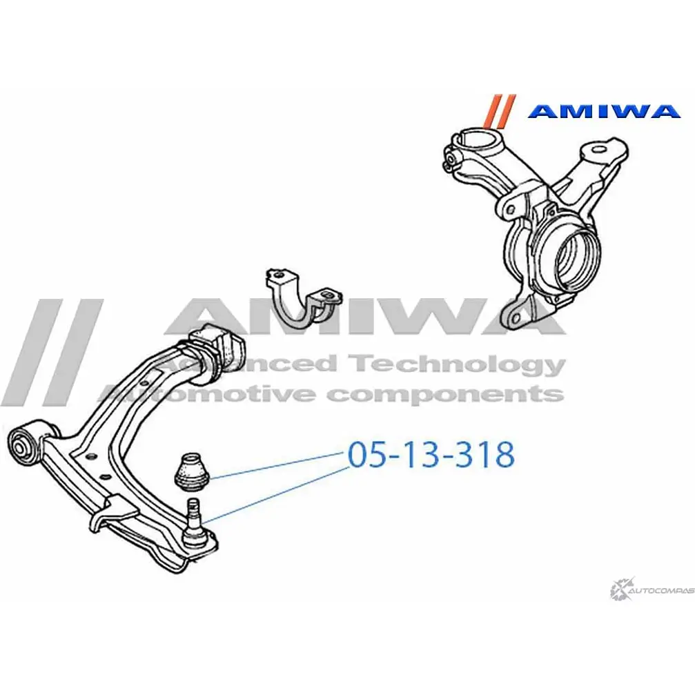 Шаровая опора переднего нижнего рычага AMIWA MT2T1P P 1422492331 05-13-318 S4LE2KI изображение 1