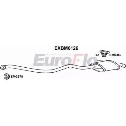 Задний глушитель EUROFLO 4353873 KP UJECG M9DSE3 EXBM6126 изображение 0