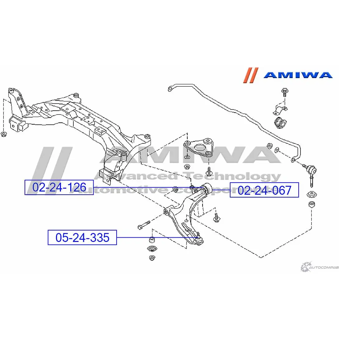 Шаровая опора переднего нижнего рычага AMIWA 1422492583 05-24-335 QOMM 3 UDB23RV изображение 1