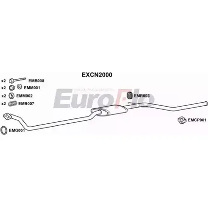 Выхлопная труба глушителя EUROFLO VF3ME 4354290 EXCN2000 CXJ CS изображение 0