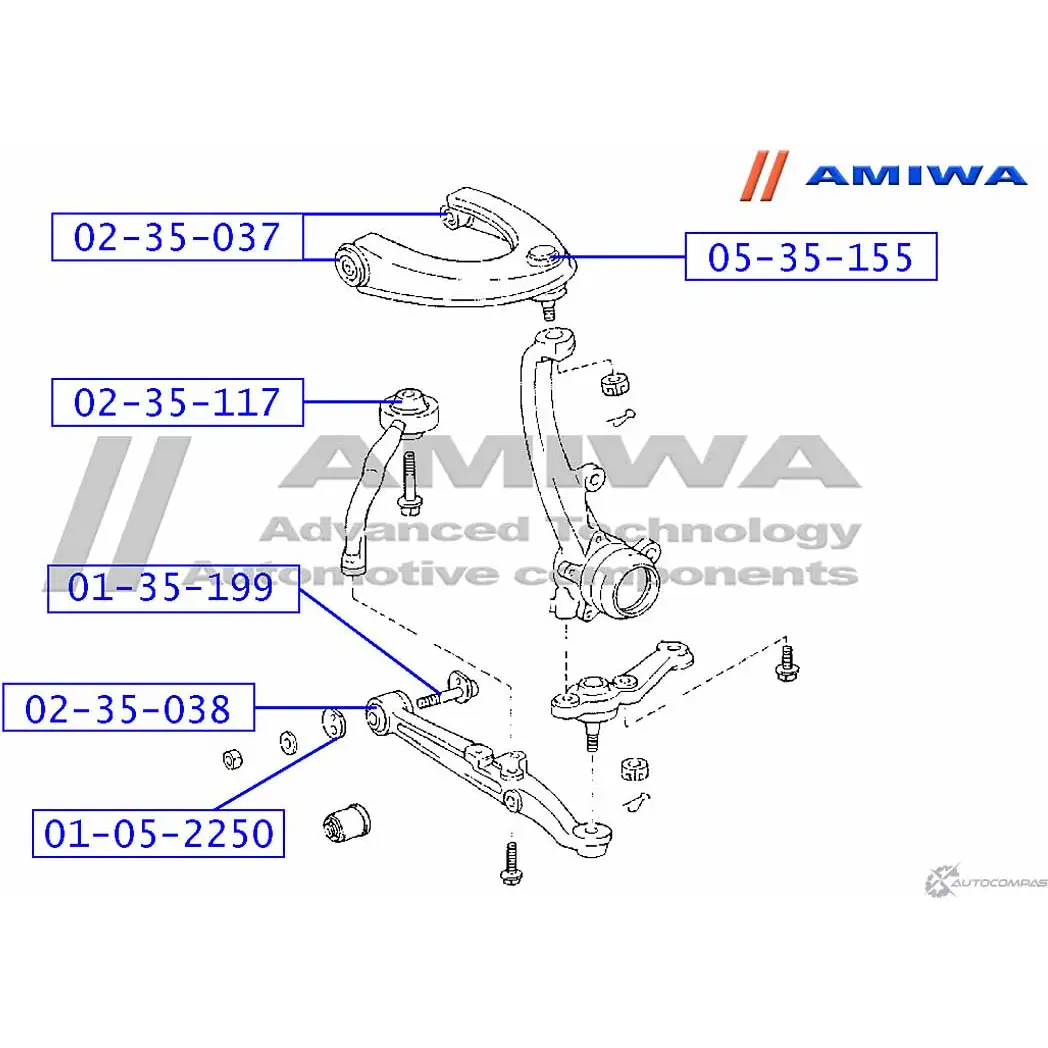 Шаровая опора переднего верхнего рычага AMIWA 05-35-155 5S9 VBS 1422492630 1VOII изображение 1