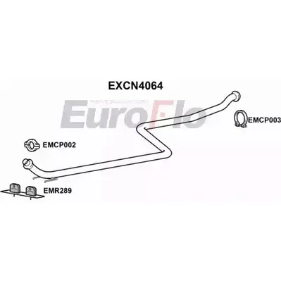 Выхлопная труба глушителя EUROFLO FQ65UX 4354493 C3 L0RC5 EXCN4064 изображение 0