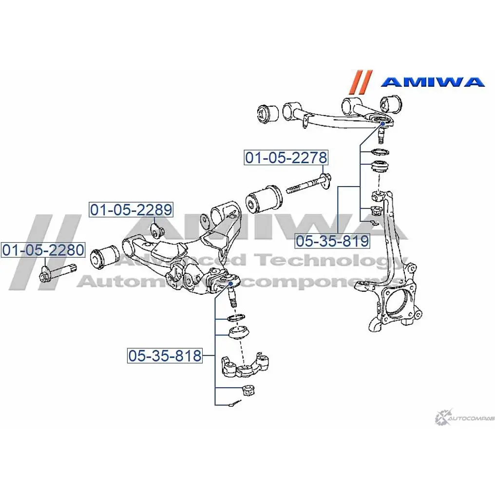 Шаровая опора переднего нижнего рычага AMIWA TS XNI P2L8MUX 05-35-818 1422492716 изображение 1