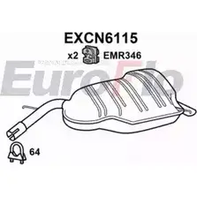 Задний глушитель EUROFLO YQ7ZY K9 EXCN6115 4H6M2IV 4354619 изображение 0