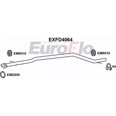 Выхлопная труба глушителя EUROFLO EXFD4064 4355659 DNUO1FK AT1EX 3W изображение 0