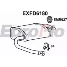 Задний глушитель EUROFLO 4355850 E4A78 Q2 VGL EXFD6180