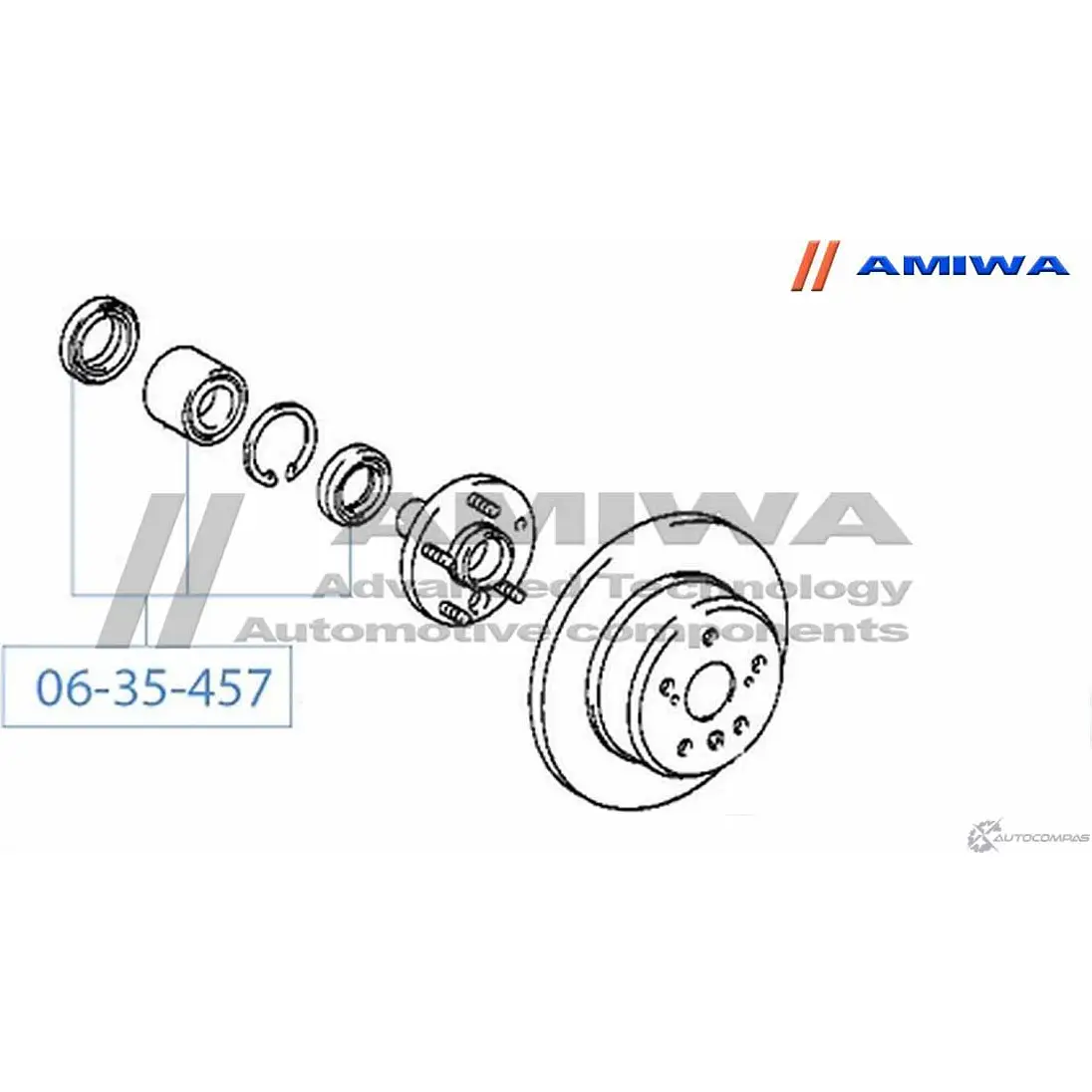 Ступичный подшипник передний ремкомплект AMIWA GP8QR2 5 YCWI 1422491005 06-35-457 изображение 1