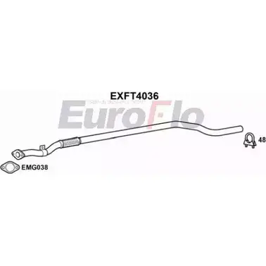 Выхлопная труба глушителя EUROFLO G0OWHX5 4356225 B V75S2 EXFT4036 изображение 0
