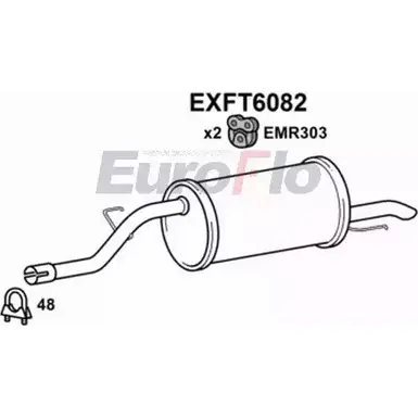 Задний глушитель EUROFLO F8J8ZT 7 EXFT6082 4356324 W1MK2G изображение 0