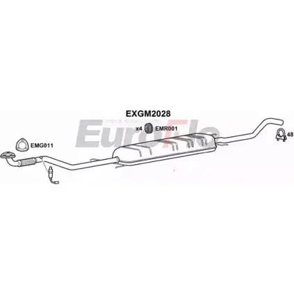 Выхлопная труба глушителя EUROFLO 4356438 VS LYL EXGM2028 9Q2U5J изображение 0