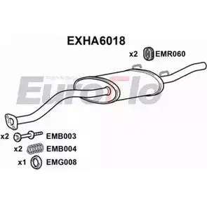 Задний глушитель EUROFLO EXHA6018 P2J 7CNT 4357197 KHJDOIK изображение 0