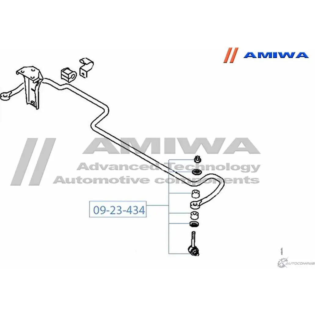 Стойка стабилизатора, тяга задняя AMIWA JALNW 1422491232 09-23-434 P 13S4 изображение 1