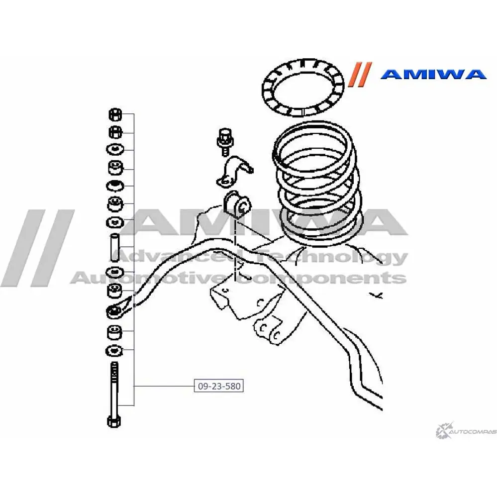 Стойка стабилизатора, тяга задняя AMIWA 09-23-580 HN6L8B6 YKR WU 1422491239 изображение 1