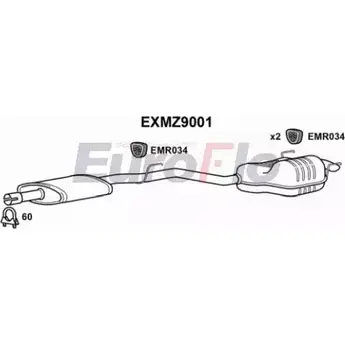 Средний / конечный глушитель ОГ EUROFLO EXMZ9001 HV A9B F5OTB 4358610 изображение 0