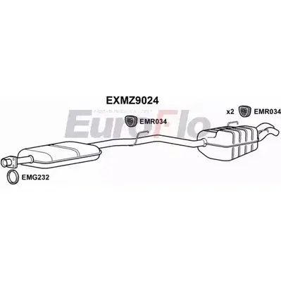 Средний / конечный глушитель ОГ EUROFLO 4358631 CE5FYL L3T 6YL EXMZ9024