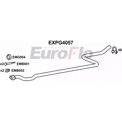 Выхлопная труба глушителя EUROFLO RI1G9W4 EXPG4057 I9 O876C 4358893 изображение 0