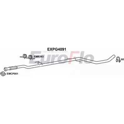 Выхлопная труба глушителя EUROFLO PXB4BP E PGHQ2A EXPG4091 4358919 изображение 0