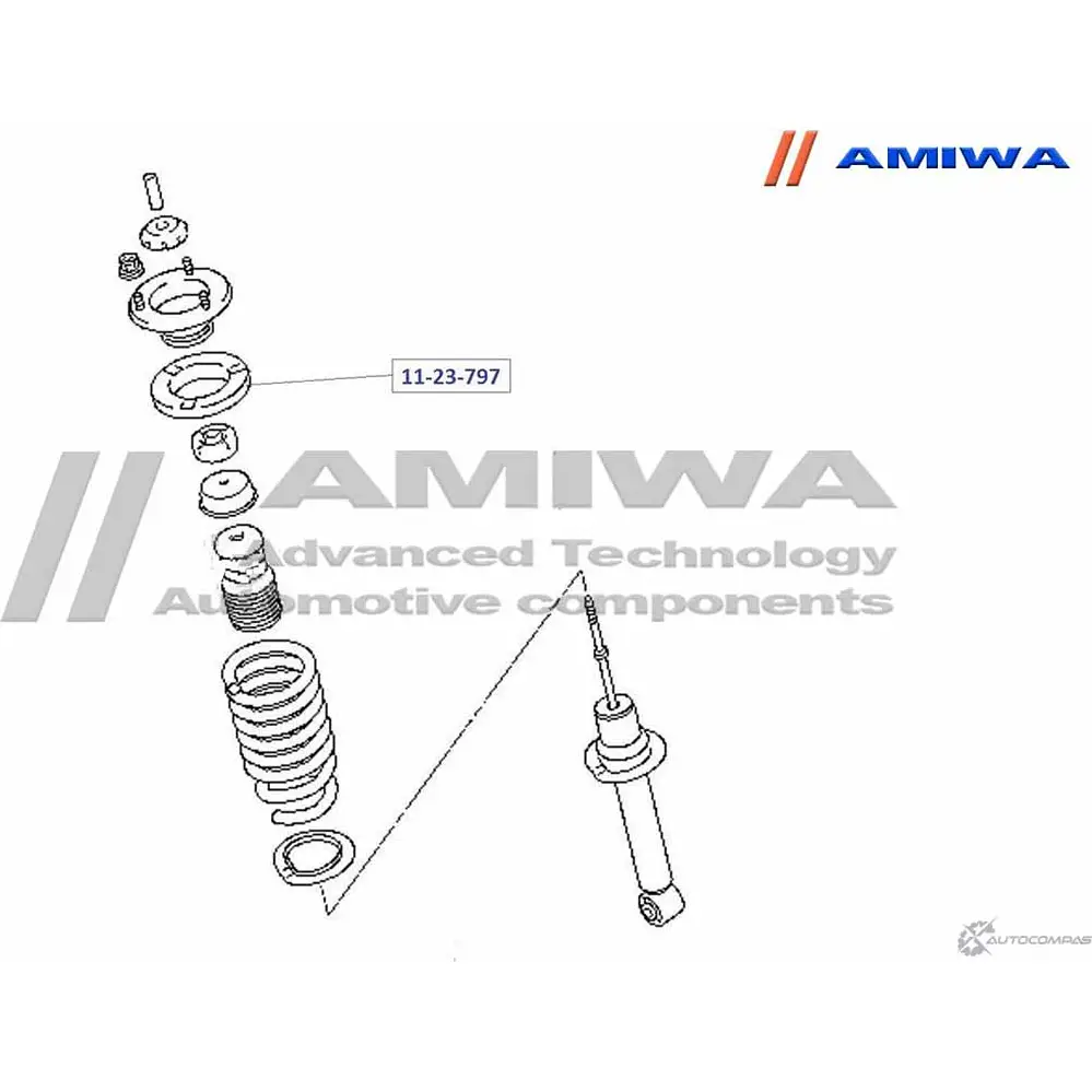 Проставка пружины верхняя AMIWA CTOVPR 1422491794 11-23-797 U6 UQ16 изображение 1
