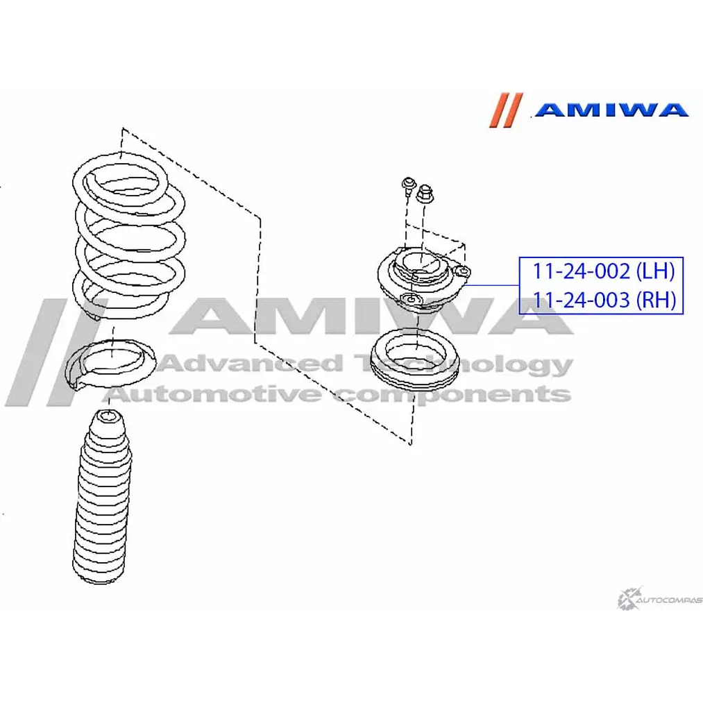 Опора переднего амортизатора правая AMIWA 11-24-003 PRN R7 JDMW7GA 1422492831 изображение 1