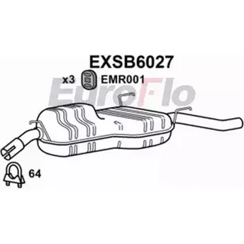 Задний глушитель EUROFLO EXSB6027 2GSBDW Z X2QFPG 4359921 изображение 0