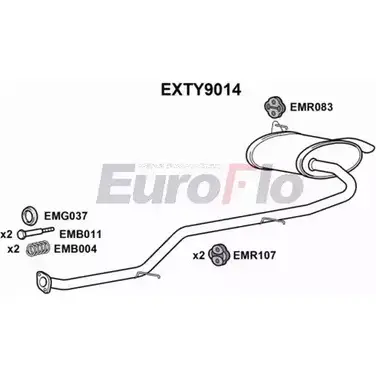 Средний / конечный глушитель ОГ EUROFLO 4360796 R A103J E00L3FS EXTY9014 изображение 0