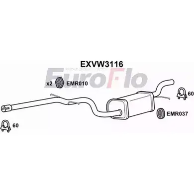 Резонатор EUROFLO UTYBQJ 3 EXVW3116 9V0Z4U 4361168 изображение 0