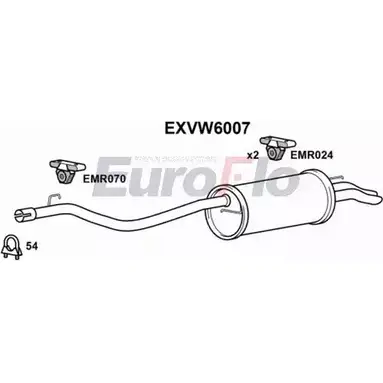 Задний глушитель EUROFLO 503 6V0 4361286 EXVW6007 7ZPOS6 изображение 0