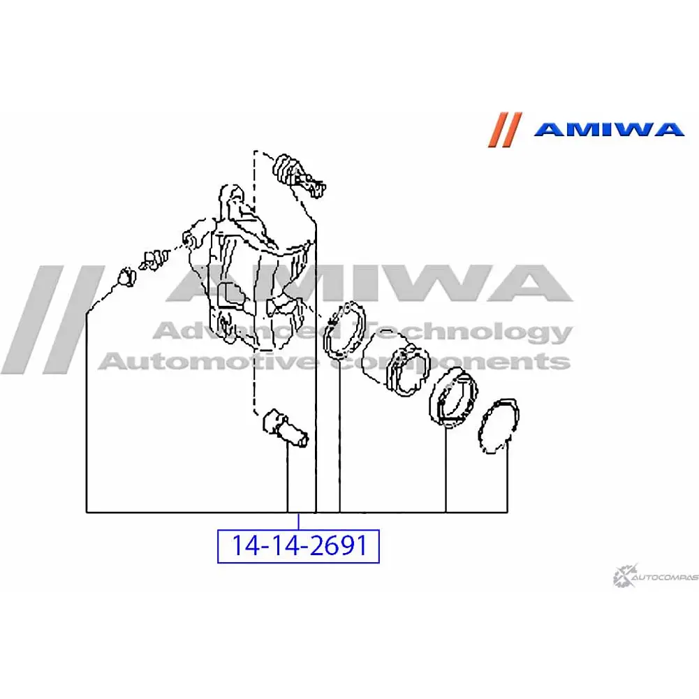 Ремкомплект суппорта тормозного переднего AMIWA NT O3A 14-14-2691 1422491871 3U8PMR6 изображение 1