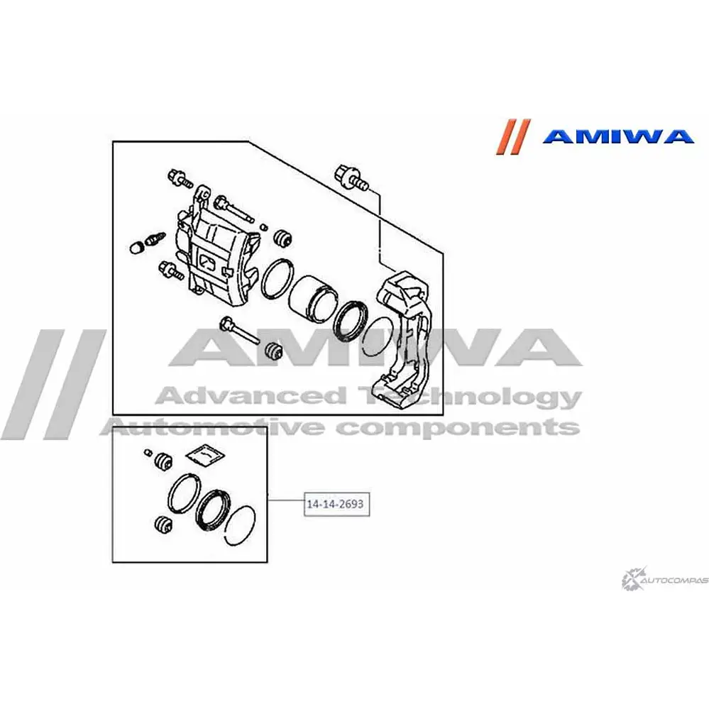 Ремкомплект суппорта тормозного переднего AMIWA 14-14-2693 U2IEY 6R0DK MQ 1422491872 изображение 1