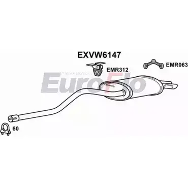 Задний глушитель EUROFLO EXVW6147 4361417 UI1SAG O 5MUK изображение 0