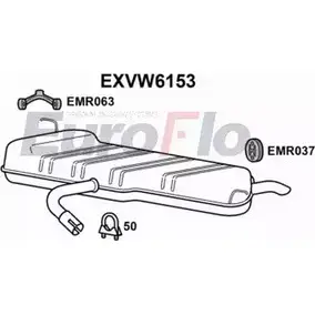 Задний глушитель EUROFLO 4361421 EXVW6153 1Z NWF6 Z89A2J изображение 0