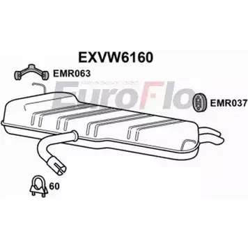 Задний глушитель EUROFLO 4361427 EXVW6160 4RZP X2N 9R2570
