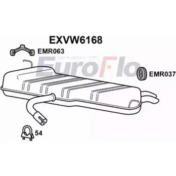 Задний глушитель EUROFLO 88XV HMB 4361434 EXVW6168 3F07BHL изображение 0