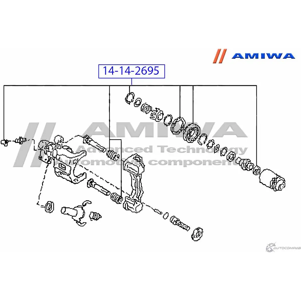 Ремкомплект суппорта тормозного переднего AMIWA GK14SPO WV 0VOHP 14-14-2695 1422491873 изображение 1