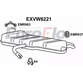 Задний глушитель EUROFLO EXVW6221 ODJ90 BPH1 Y 4361482