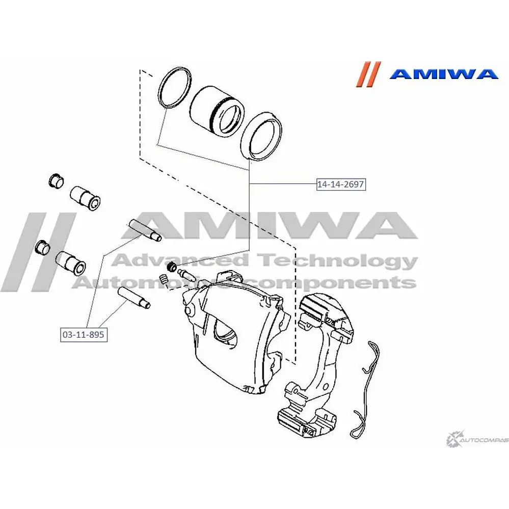 Ремкомплект суппорта тормозного переднего AMIWA 14-14-2697 5Q77J 1422491892 1PC6OF Z изображение 1