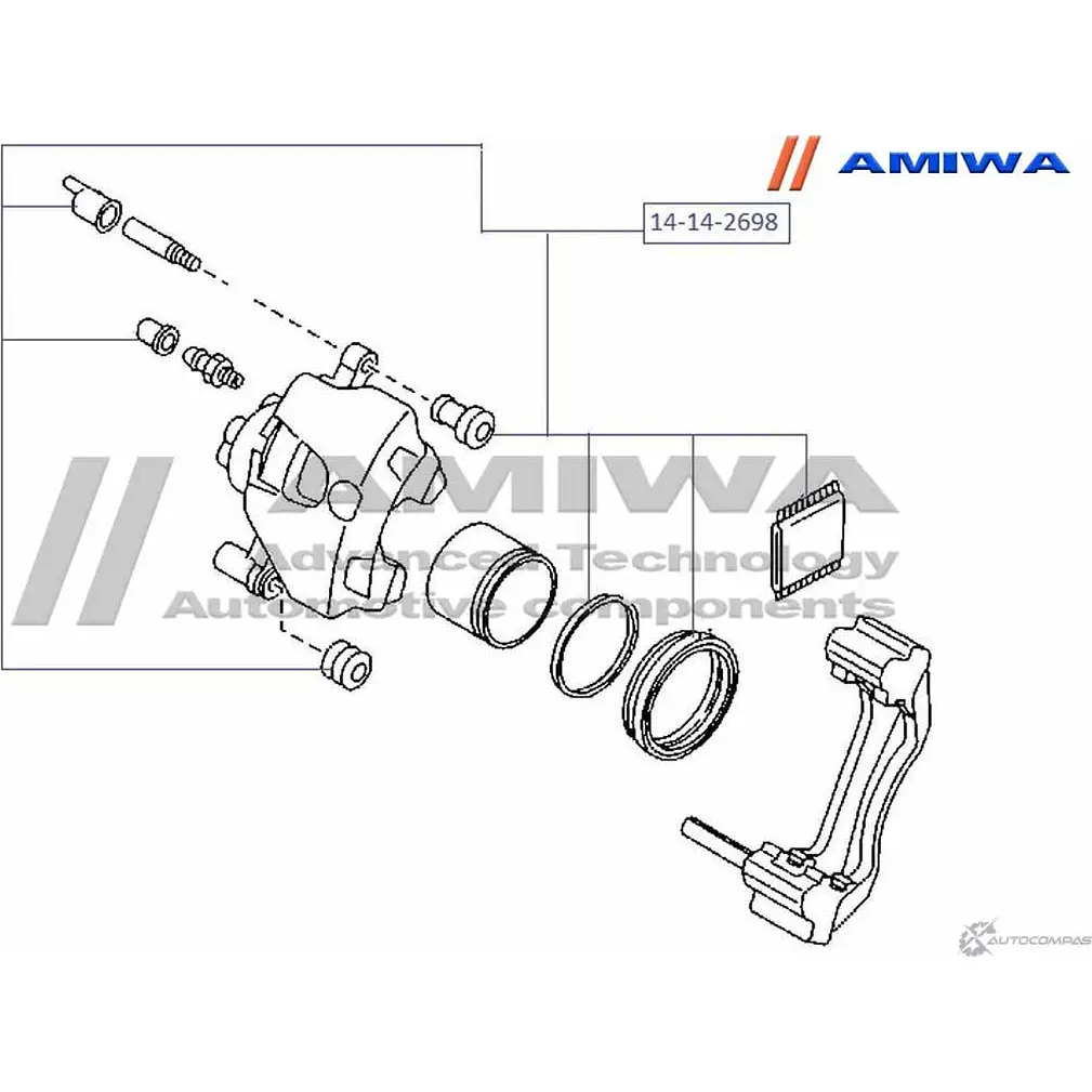 Ремкомплект суппорта тормозного переднего AMIWA ZMAHOKV 14-14-2698 332Y U57 1422491893 изображение 1