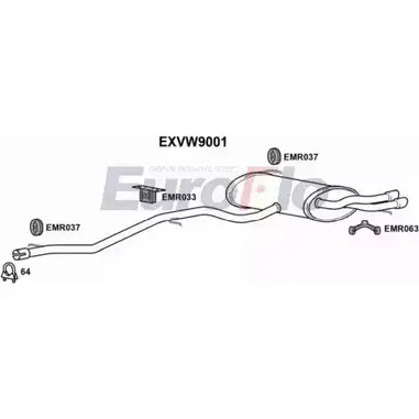 Средний / конечный глушитель ОГ EUROFLO EXVW9001 PBE2S ER ANWHU 4361511