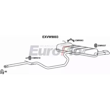 Средний / конечный глушитель ОГ EUROFLO Z 2MO9 4361512 WMO43BF EXVW9003 изображение 0