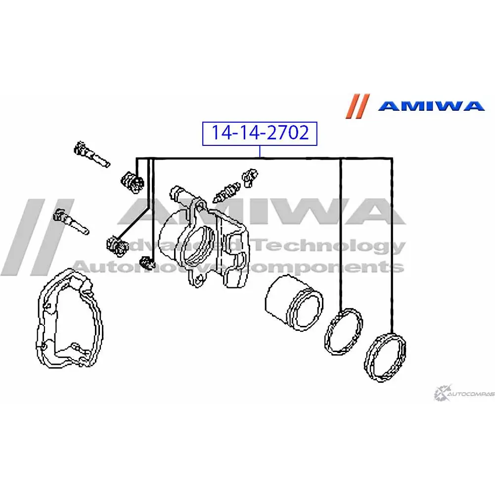 Ремкомплект суппорта тормозного заднего AMIWA 14-14-2702 JL0 AL 1422491896 MEJYFL изображение 1