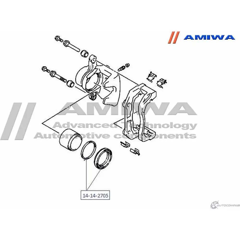 Ремкомплект суппорта тормозного переднего AMIWA 41UQ N 14-14-2705 XS0TE5 1422491899 изображение 1