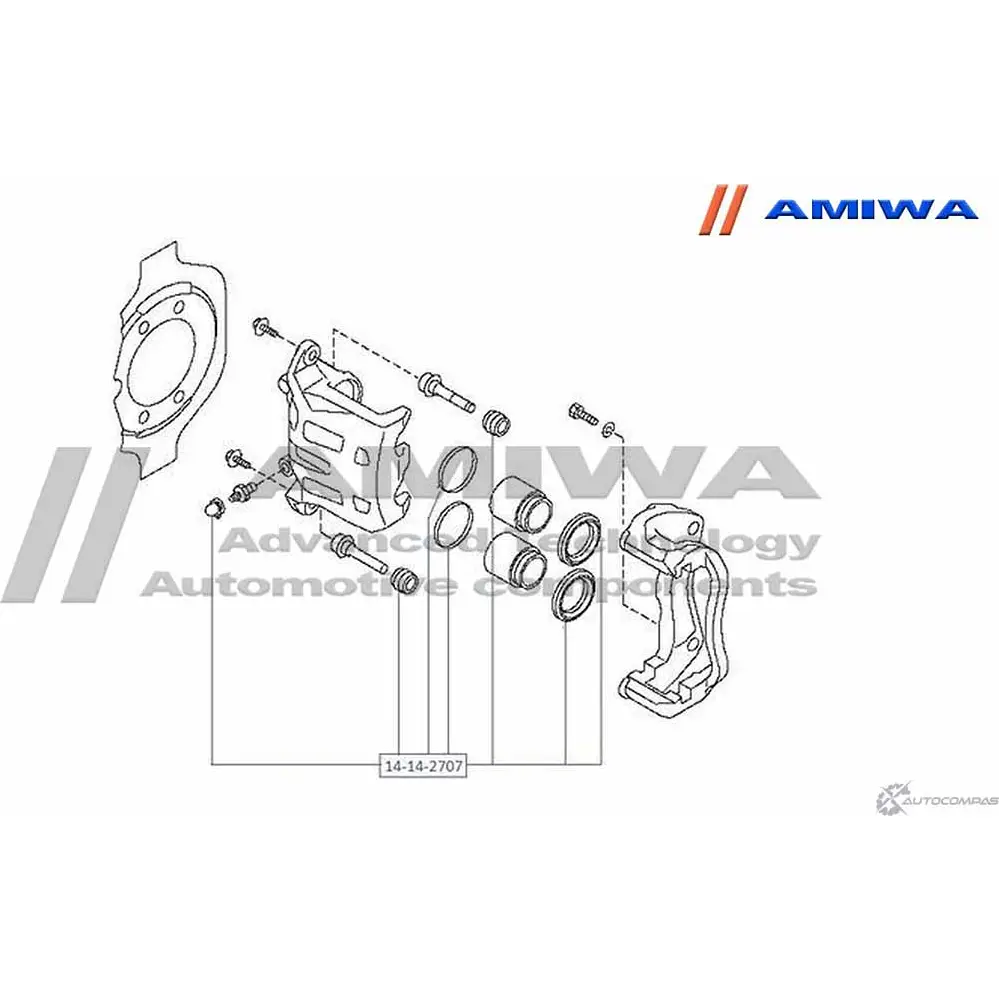 Ремкомплект суппорта тормозного переднего AMIWA 1422491901 MNM QHD SHUU6OR 14-14-2707 изображение 1