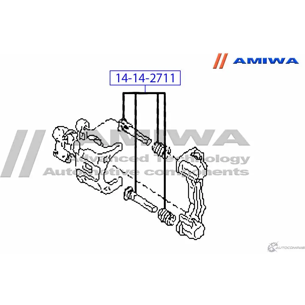 Втулка направляющая суппорта тормозного заднего комплект AMIWA 1422491983 14-14-2711 7NAPO I 9AOI1 изображение 1