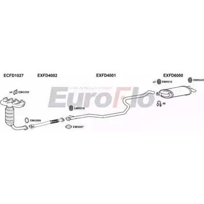 Система выпуска ОГ EUROFLO 7BD624L 4361857 1M VZH FDFIE13 1015A изображение 0