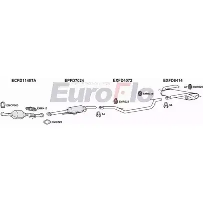 Система выпуска ОГ EUROFLO 800 QB5 VCB2UQI FDFOC20D 1008D 4362078 изображение 0